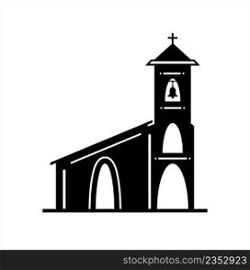 Church Icon, Christian Worship Religious Activity Building Vector Art Illustration