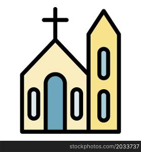 Church icon. Outline church vector icon color flat isolated. Church icon color outline vector