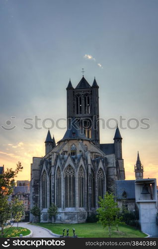 church in gent belgium in hdr