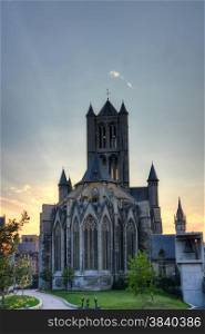 church in gent belgium in hdr