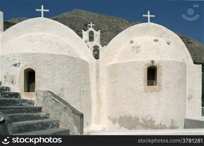 Church in Kamari on the island of Santorini in Greece.