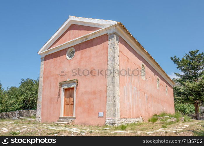 Church in Old Perithia on Corfu, Greece.