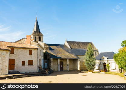 Church in Serigny village small town located west of France, in the Vienne department and Nouvelle-Aquitaine region.. Serigny small village, western France.