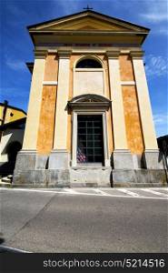church in the jerago closed brick tower sidewalk italy lombardy old