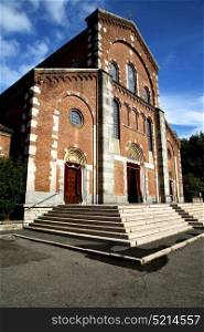 church in the legnano closed brick tower sidewalk italy lombardy old