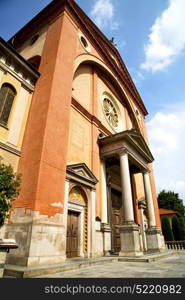 church in the lonate pozzolo closed brick tower sidewalk italy lombardy old