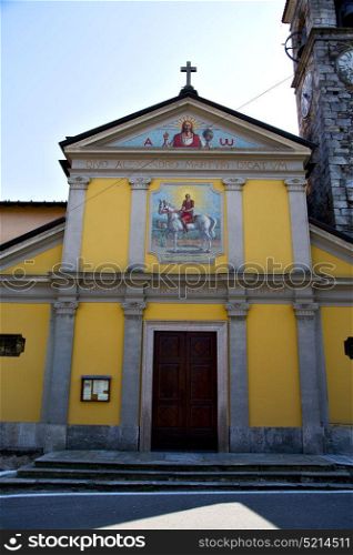 church in the mornago closed brick tower sidewalk italy lombardy old