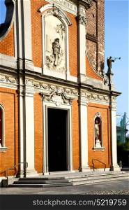 church in the mozzate closed brick tower sidewalk italy lombardy old