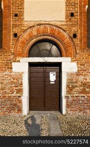 church in the parabiago closed brick tower sidewalk italy lombardy old