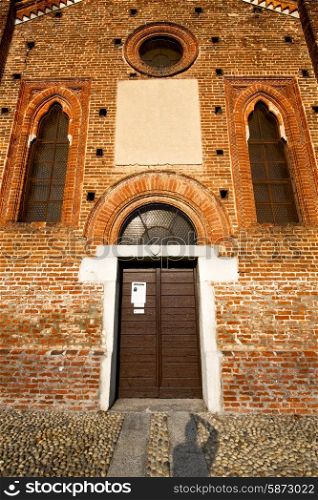 church in the parabiago closed brick tower sidewalk italy lombardy old