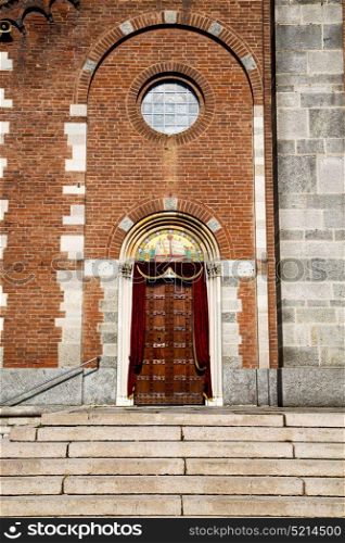 church in the samarate closed brick tower sidewalk italy lombardy old