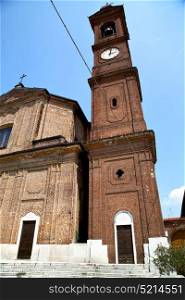 church in the samarate closed brick tower sidewalk italy lombardy old