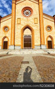 church in the villa cortese closed brick tower sidewalk italy lombardy old