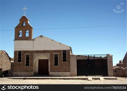 Church in the village near Uyuni salt lake. Bolivia