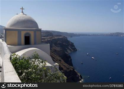 Church in Thira on Santorini island in Greece.