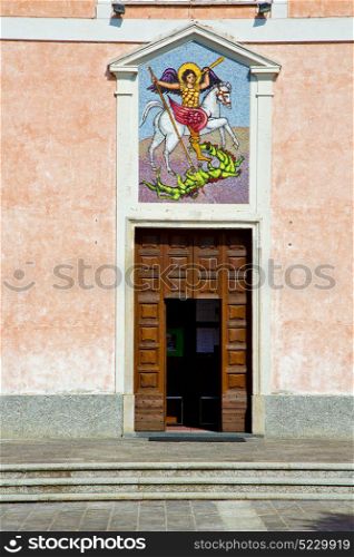 church mornago varese italy the old door entrance and mosaic
