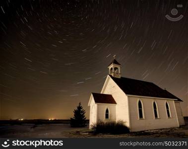 Church Night Star Trails Photography Canada Religion