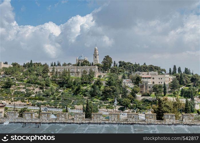 Church of Dormition and Bell-Tower on Mount Zion in jerusalem in israel