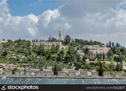 Church of Dormition and Bell-Tower on Mount Zion in jerusalem in israel