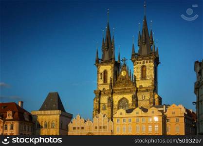 Church of Our Lady before Tyn at Old Town square in Prague, Czech Republic