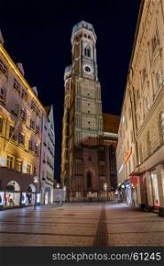 Church of Our Lady (Frauenkirche) in Munich at Night, Bavaria, Germany