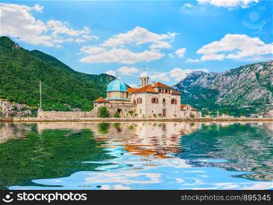 Church of Our Lady of the Rocks on island near Perast, Montenegro. Church of Our Lady of the Rocks