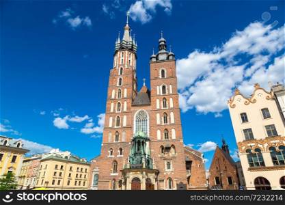 Church of Saint Mary in Krakow in a beautiful summer day, Poland