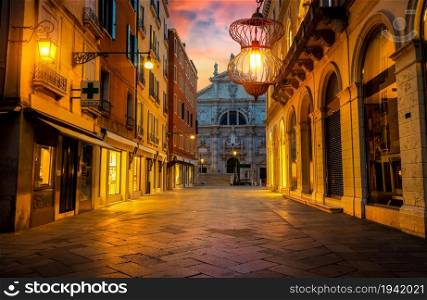 Church of Saint Moses in Venice at sunset