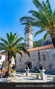 Church of Saint Nickolas on square in Perast, Montenegro. St Nickolas church on square