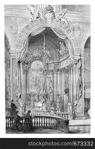 Church of Saint Roch or Igreja de Sao Roque in Lisbon, Portugal, drawing by Barclay based on a photograph, vintage engraved illustration. Le Tour du Monde, Travel Journal, 1881