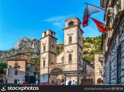 Church of Saint Tryphon in Kotor at summer day, Montenegro. Church of Saint Tryphon