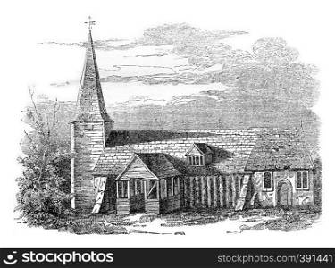 Church of St. Edmundsbury (Essex), vintage engraved illustration. Colorful History of England, 1837.