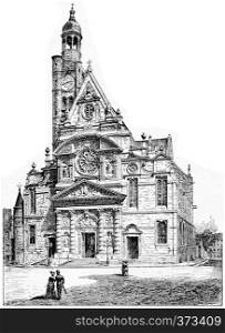 Church of St. Etienne du Mont, vintage engraved illustration. Paris - Auguste VITU ? 1890.