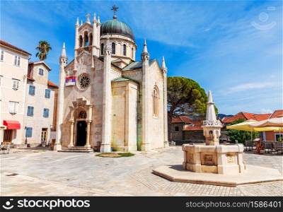 Church of St. Jerome, famous catholic Cathedral of Herceg Novi, Montenegro.. Church of St. Jerome, famous catholic Cathedral of Herceg Novi, Montenegro