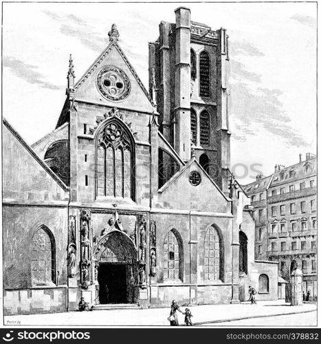 Church of St. Nicolas des Champs, vintage engraved illustration. Paris - Auguste VITU ? 1890.