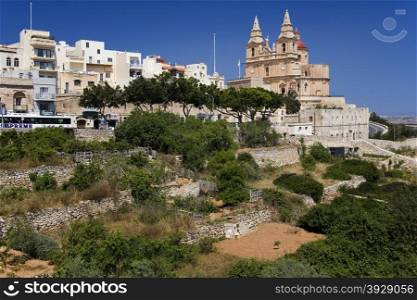 Church of St Paul in the town of Mellieha on the Mediterranean island of Malta