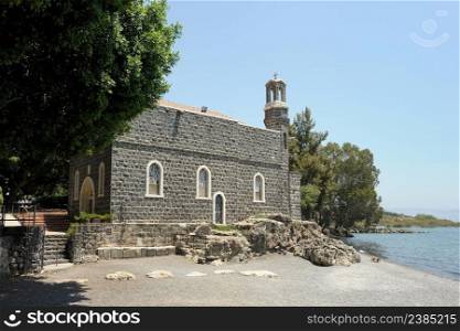 Church of the Primacy of St. Peter on the shore of the Sea of Galilee. Church of the Primacy of St. Peter