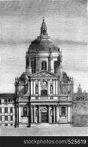 Church of the Sorbonne, Paris, vintage engraved illustration. Magasin Pittoresque 1846.