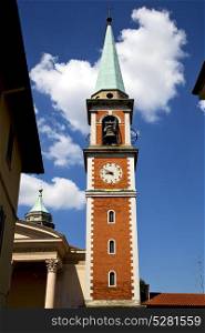 church olgiate olona italy the old wall terrace church window clock and bell tower