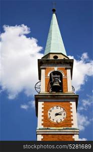 church olgiate olona italy the old wall terrace church window clock and bell tower