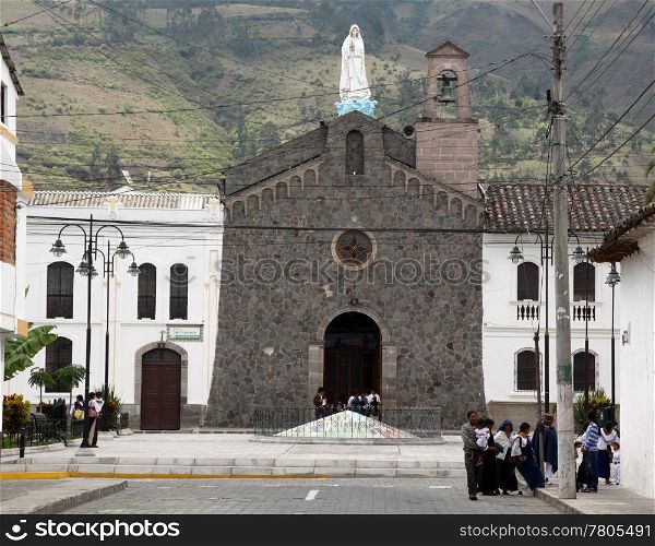 Church on the square in Ibarra in Ecuador
