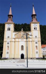Church on the square in town Pregrada, Croatia