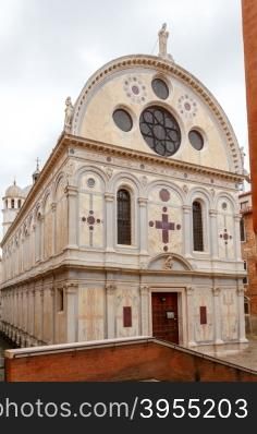 Church Santa Maria dei Miracoli or Marble church in the sestiere of Cannaregio at morning, in Venice.