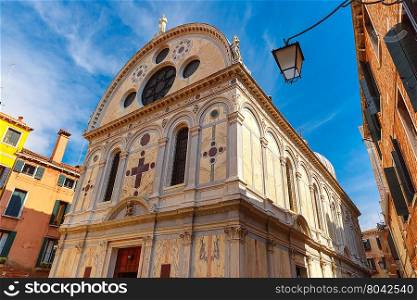 Church Santa Maria dei Miracoli or Marble church in the sestiere of Cannaregio at morning, in Venice, Italia