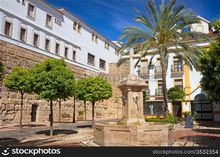 Church Square (Spanish: Plaza de la Iglesia) tranquil scenery in the Old Town of Marbella, Spain, Andalusia region