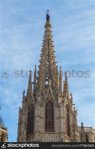 Church tower of the Cathedral of Barcelona Spain.. Church tower of the Cathedral of Barcelona Spain