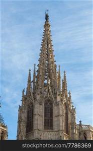 Church tower of the Cathedral of Barcelona Spain.. Church tower of the Cathedral of Barcelona Spain
