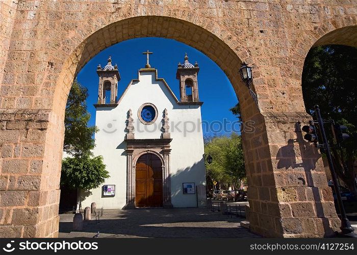 Church viewed through an arch, Iglesia De Maria Lourdes, Morelia, Michoacan State, Mexico