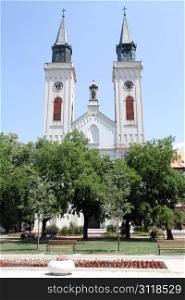 Church with two towers in Sombor, Serbia