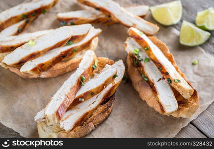 Ciabatta sandwiches with grilled chicken